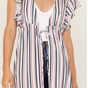 Rock and roll denim Americana striped kimono size large women